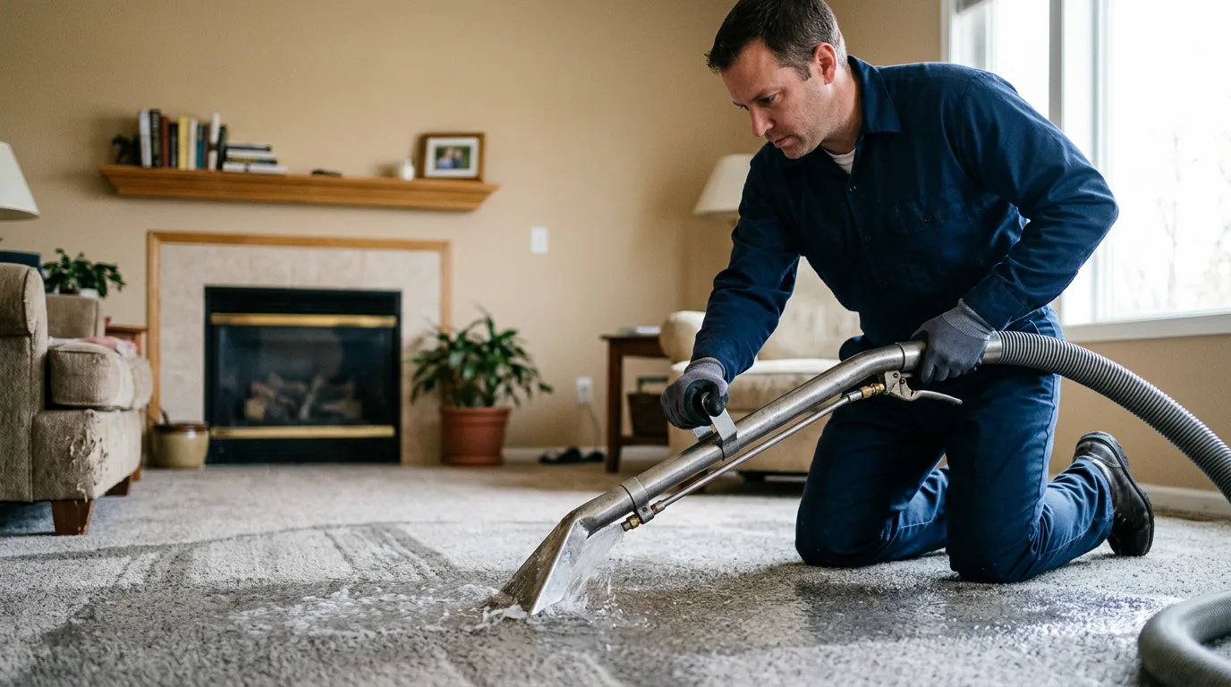 Water damage restoration technician working near Tuskahoma, OK
